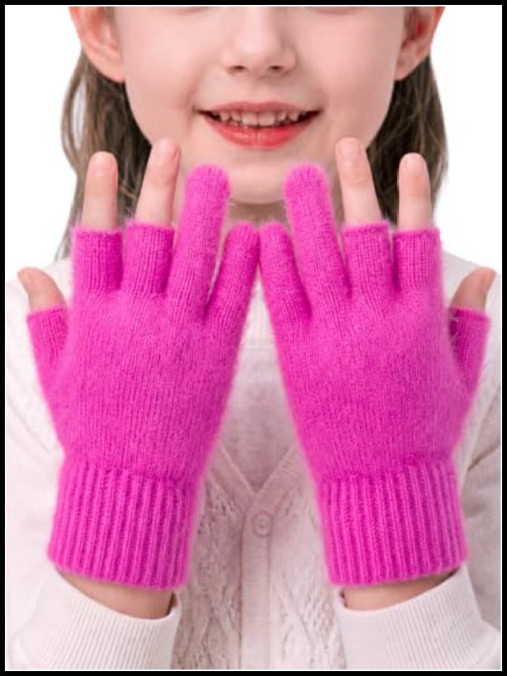Kids Winter Gloves Alpaca Double Layer 3-Finger Open Tip